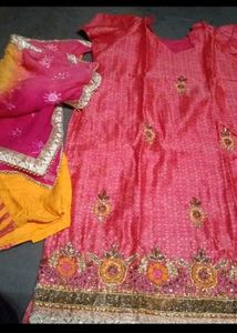 designer pink kurta set with dupatta