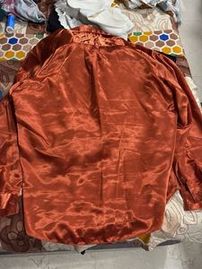 Shimmering Orange Button-Up Shirt