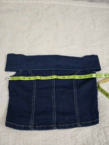 Off-Shoulder Denim Crop Top bust 34
