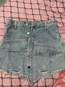 Distressed Denim Skorts