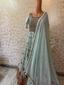 Stunning Pastel Green Embroidered Lehenga Choli