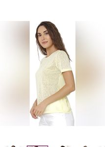Vero ModaWomens Round Neck Cutout Back SelfPrinted