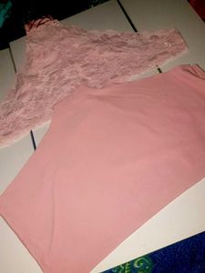 Pink Lace Thong and Seamless Brief Set 38-40