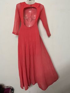 Pintresty Vibrant Coral long gown