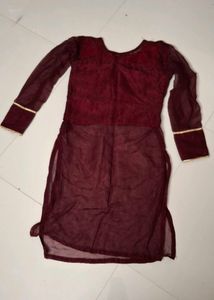 Maroon Cotton Kurta