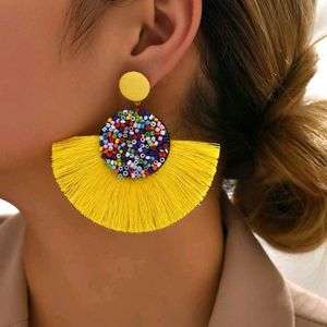 Boho Beaded Tassel Fan Earrings💛