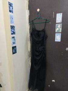 black satin party dress