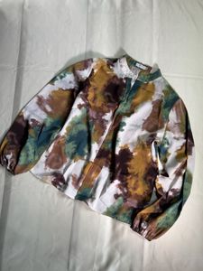 mango multicolor tie-dye abstract print blouse