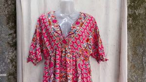 I. Bohemian Print V-Neck Mini Dress