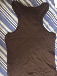 Brown Ribbed Tank Top