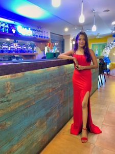 Urbanic Red Slit Cocktail Gown