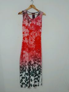 Floral Long Bodycon Dress With Slit