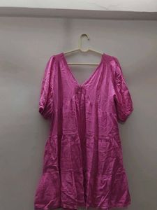 Cute Pink Tiered V-Neck Dress Open string back