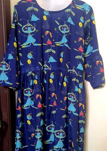 Whimsical Blue Print Midi Dress