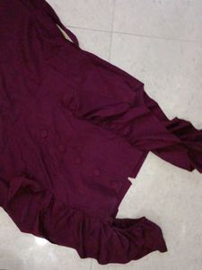 Beautiful Plum Dress with Ruffle Sleeves