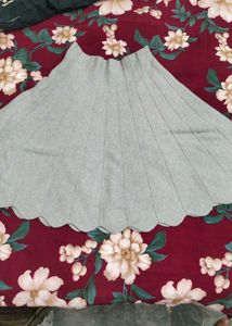 Grey Pleated Skater Skirt