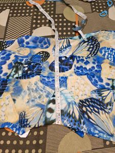 Blue Butterfly Print Dress wrap design