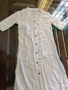 White Button-Up Tunic Top