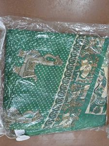Beautiful Green Elephant Print Saree