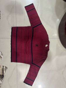 Burgundy Striped Sweater