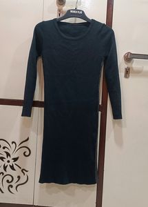 Black Woolen Bodycon Dress