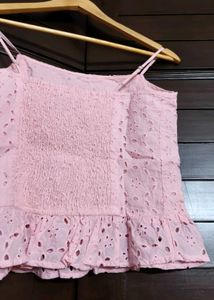 Fyre Rose Strappy Square-Neck Schiffli Top