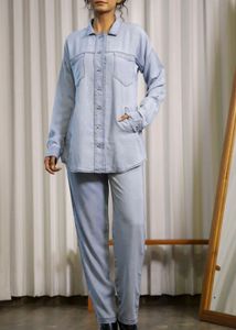Airport Look Light Blue Denim Co-ord Set