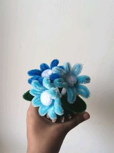 Handmade Blue Pipe Cleaner Flower Bouquet