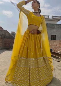 Vibrant Yellow Embellished Lehenga Choli