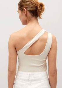 MANGO Chic One-Shoulder Ribbed Tank Top- unused