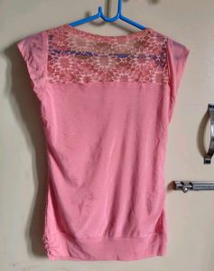 Pink Lace Cap Sleeve Top
