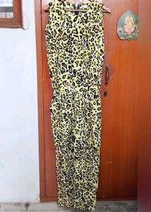 Long Leopard Print Sleeveless Jumpsuit