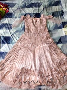 Heavy Embellished Blush Pink Flared Gown
