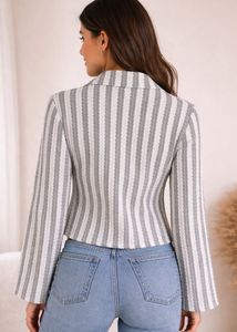 Chic Striped Cropped Jacket