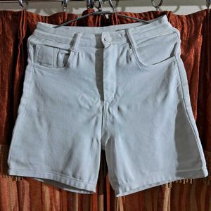 White Denim Shorts (Stretchable)