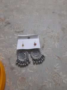 4 set of Oxidised Mirror Jhumka Earrings