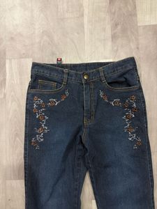 Embroidered Low Rise Jeans