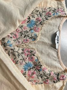 Max Cream Floral Embroidered Kurta