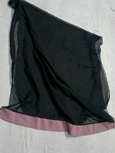 Elegant Black Abaya with Striped Sleeves