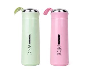 2 Flask Water Bottle pink and green