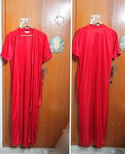 New Vibrant Red Nightgown &amp; Robe Set
