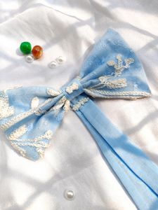 HANDMADE light Blue Big Size BOW Alligator Clip