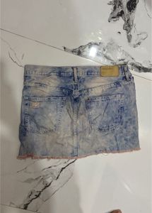 Distressed Denim Mini Skirt