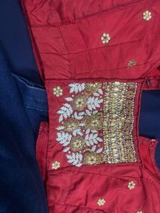 Embroidered Red Silk Blouse