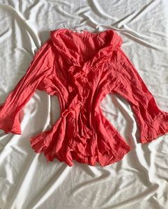 Aesthetic Orange ruffle top