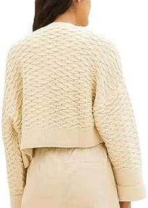 Cream Textured Zip-Up Knit cardigan