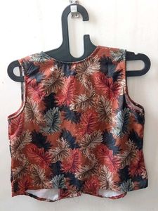 Vintage Leaf Print Vest