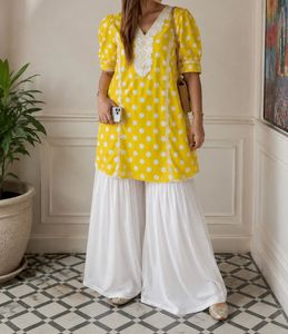 Vibrant Yellow Polka Dot Kurta