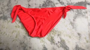 Bright Red Tie-Side Bikini Bottoms