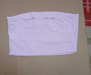 Shein Strapless Bandeau Crop Top With Shorts